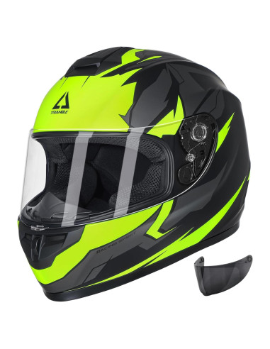 Casco de Motocicleta TRIANGLE TFF15 Doble Visera Amarillo