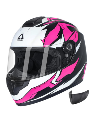 Casco de Motocicleta TRIANGLE TFF15 Doble Visera Rosa Mate