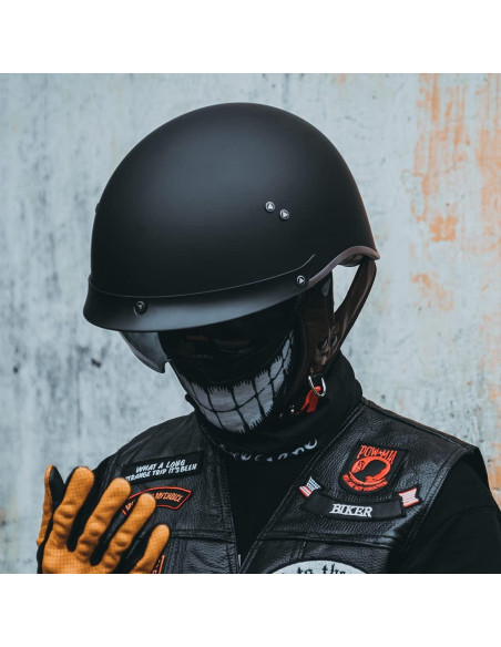 Casco de Moto Half Face VCOROS F-07 Negro Mate XXL Casco de Moto Half Face VCOROS F-07 Negro Mate XXL