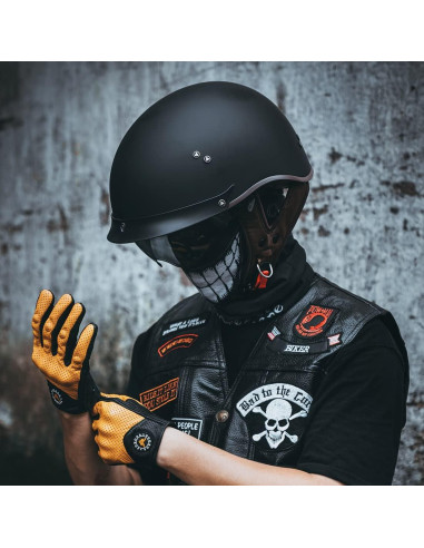 Casco de Moto Half Face VCOROS F-07 Negro Mate XXL