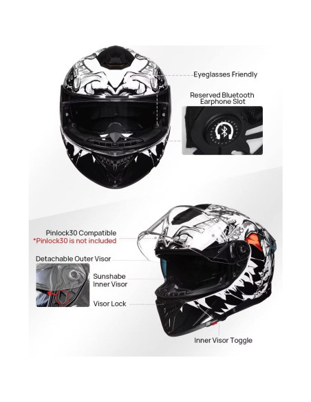 Casco Integral ILM 861A Doble Visera para Motocicleta S Casco Integral ILM 861A Doble Visera para Motocicleta S