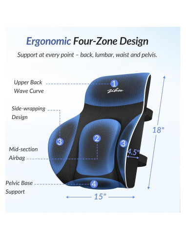 Almohada Lumbar Ajustable ZIKEE con Airbag Ergonómica