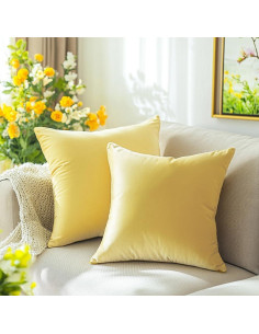 Fundas de Cojín Cuadradas Amarillas 61x61 cm Juego de 2 QUORGVES 2