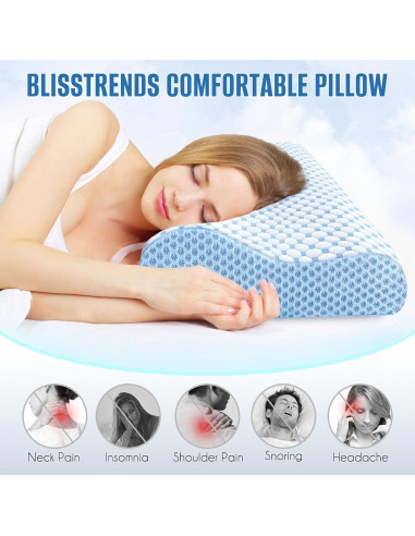 Cojín Cervical BlissTrends Espuma Viscoelástica Estándar Azul