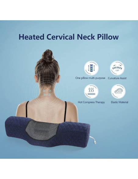 Almohada Cervical Calentada Cozyhealth Espuma Memoria 44.96cm Almohada Cervical Calentada Cozyhealth Espuma Memoria 44.96cm