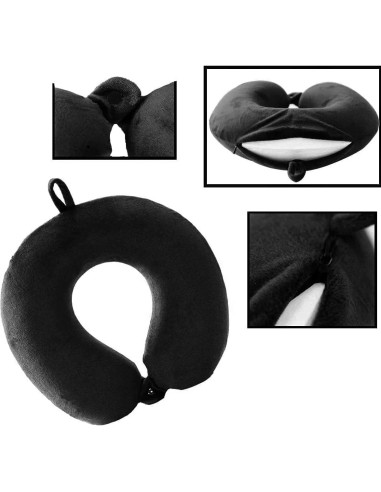 Almohada de Viaje GDEOUP Espuma Viscoelástica Negra 30x30 cm