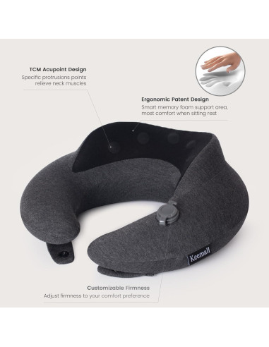 Almohada de Viaje Inflable Keemall con Soporte Cuello 30x29cm