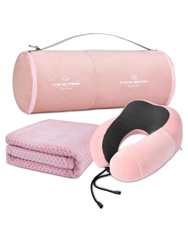 Juego de Almohada y Manta de Viaje Urnexttour Rosa