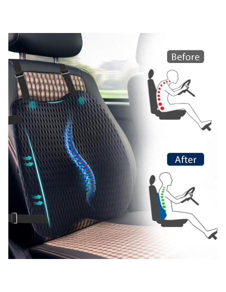 Almohada Lumbar CUISIBOT Espuma Viscoelástica Ajustable Negro Almohada Lumbar CUISIBOT Espuma Viscoelástica Ajustable Negro