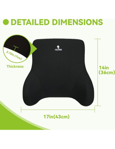 Cojín Lumbar Espuma Viscoelástica FAIZJUNBEN Negro 35x17 cm