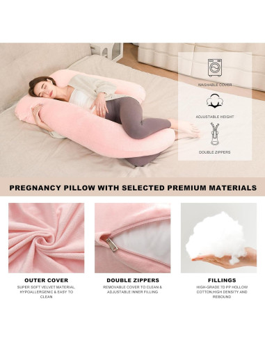 Almohada Corporal Iangorion Maternidad Forma de U Rosa