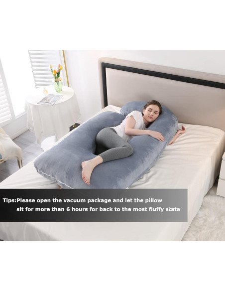 Almohada de Embarazo Jcickt 149,86 cm Terciopelo Gris Almohada de Embarazo Jcickt 149,86 cm Terciopelo Gris