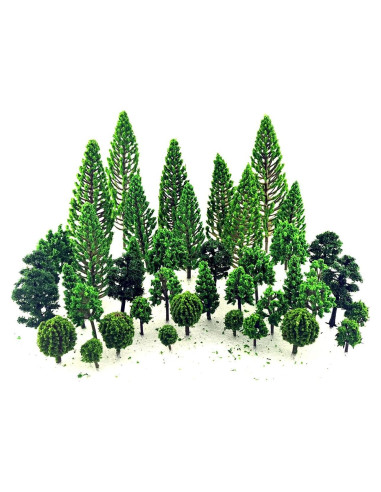 40 Árboles Miniatura SaktopDeco para Diorama y Ferrocarril