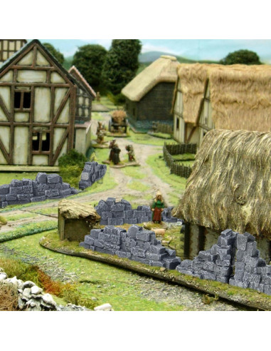 Ruinas de Pared de Piedra Warmtree - 10 Piezas para Diorama
