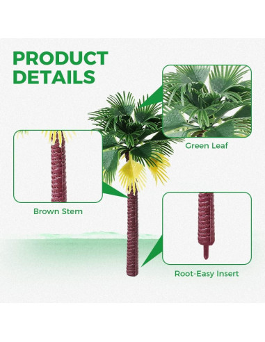 Yetaha 12PCS Árboles Artificiales de Palma de Coco 7-16 cm
