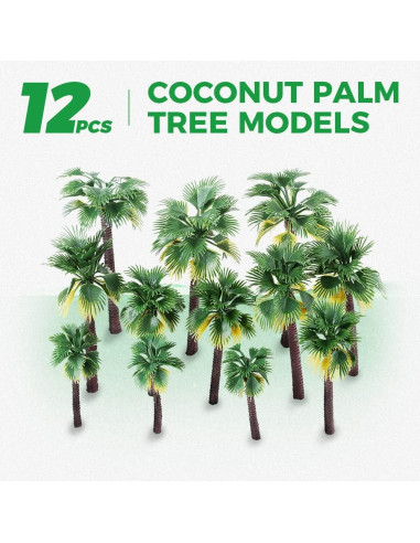 Yetaha 12PCS Árboles Artificiales de Palma de Coco 7-16 cm