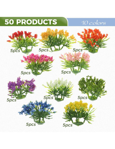 Yetaha 50 Piezas Mini Grupos de Flores Coloridas para Modelos