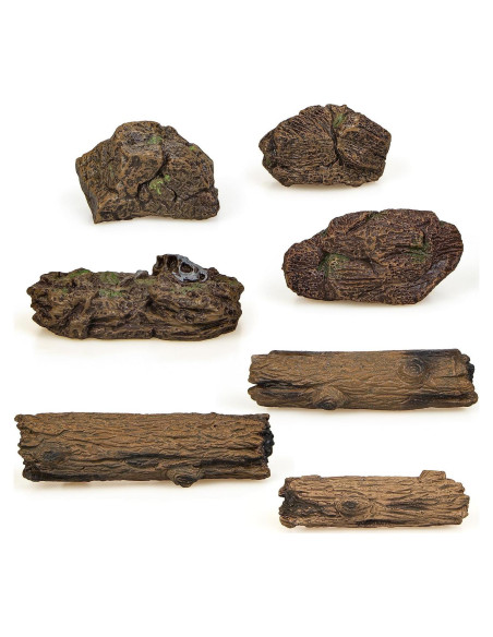 7 Piezas Troncos y Rocas Artificiales PIVNASY para Jardín 7 Piezas Troncos y Rocas Artificiales PIVNASY para Jardín