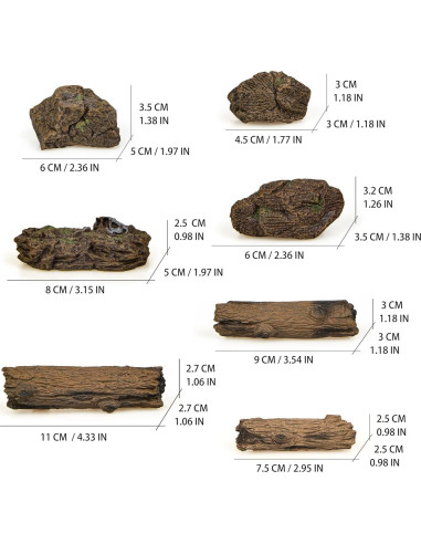 7 Piezas Troncos y Rocas Artificiales PIVNASY para Jardín