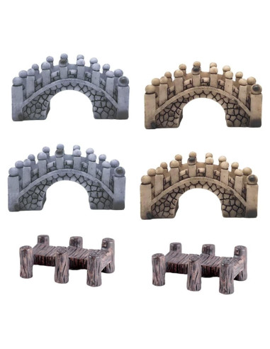 MAOMIA 6 Figuras de Puente Arco Jardín Miniatura Resina