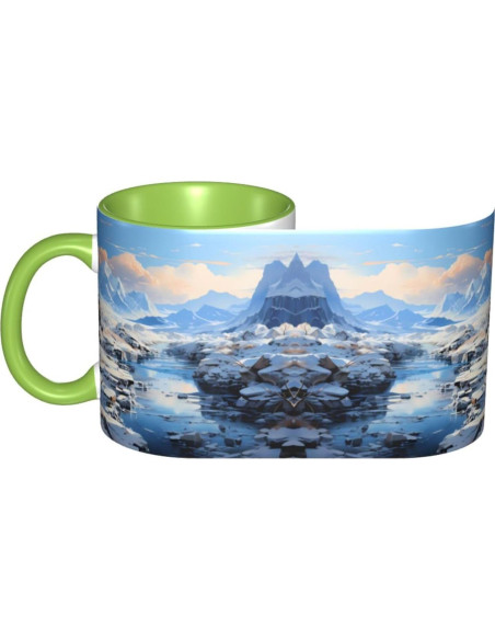 Taza de Cerámica Verde BROLEO Patrón Montaña 413g Taza de Cerámica Verde BROLEO Patrón Montaña 413g