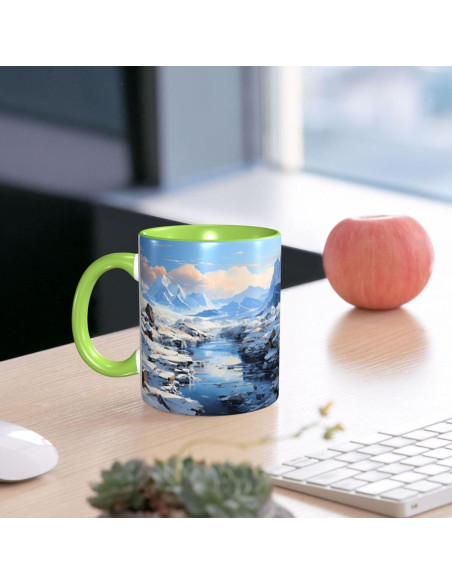 Taza de Cerámica Verde BROLEO Patrón Montaña 413g Taza de Cerámica Verde BROLEO Patrón Montaña 413g