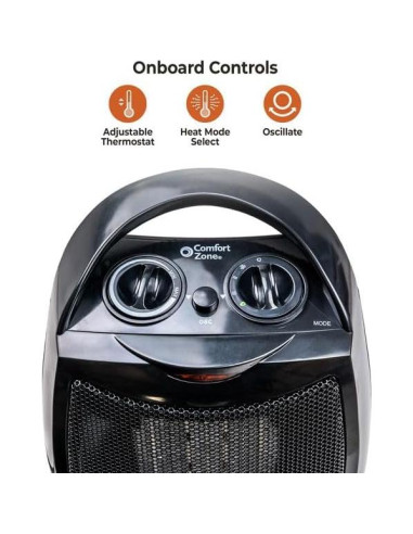 Calentador de Espacio Comfort Zone CZ449E 1500W Oscilante Negro