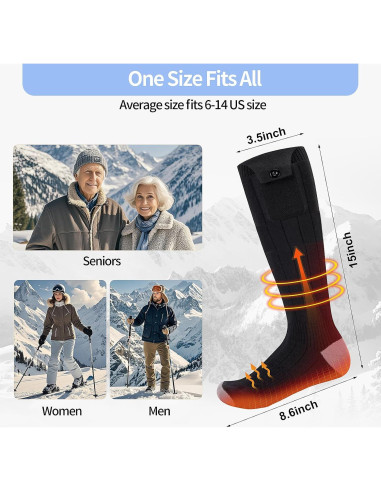 Calcetines Calentados ZUOYI Recargables Unisex 5000mAh