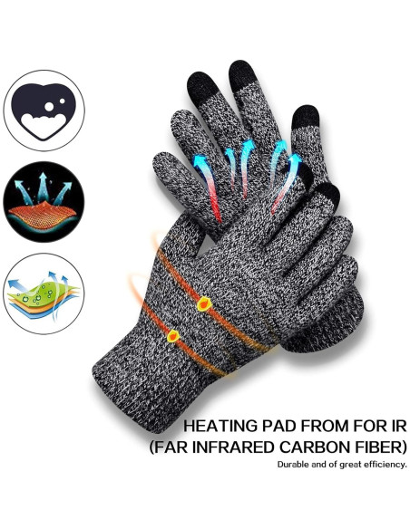 Guantes Calentados USB Grises para Hombre y Mujer Guantes Calentados USB Grises para Hombre y Mujer