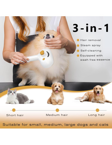Cepillo de Vapor para Mascotas FASHIONARI 3 en 1 con Champú