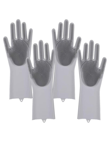Guantes de Silicona Multifuncionales 2 Pares Gris 2 en 1 Guantes de Silicona Multifuncionales 2 Pares Gris 2 en 1