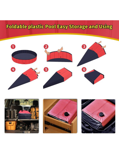 Piscina Plegable para Perros CACSPS 99x30 cm Antideslizante Rojo