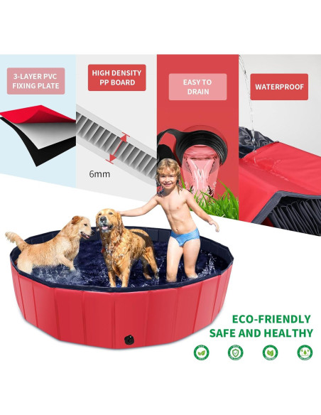 Piscina Plegable para Perros CACSPS 99x30 cm Antideslizante Rojo Piscina Plegable para Perros CACSPS 99x30 cm Antideslizante Rojo