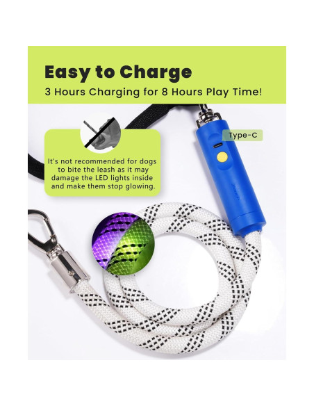 Correa LED para Perros XEUCH 5 Pies Recargable 13 Modos Correa LED para Perros XEUCH 5 Pies Recargable 13 Modos