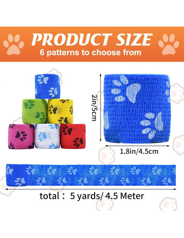 6 Rollos Vendaje Veterinario Kreyfer 5 m x 5 cm Autoadhesivo