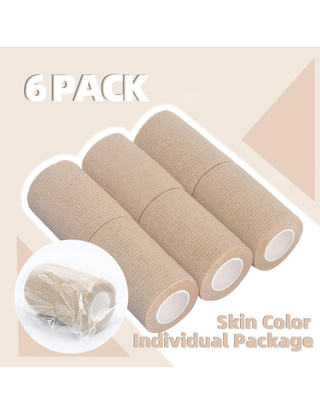 Paquete de 6 vendajes autoadhesivos 7,5 cm x 4,5 m color piel Paquete de 6 vendajes autoadhesivos 7,5 cm x 4,5 m color piel