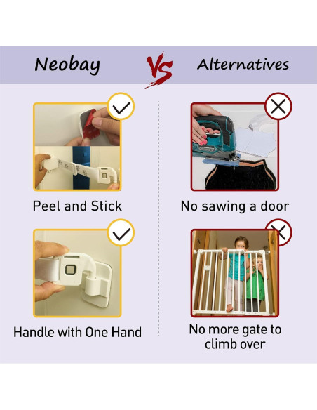 Cerradura de puerta para niños Neobay con correa ajustable Cerradura de puerta para niños Neobay con correa ajustable
