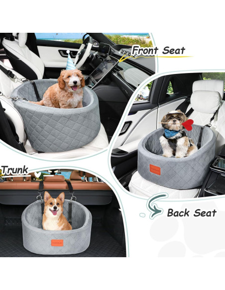 Asiento de Coche para Perros Lealchum Pequeño Gris Asiento de Coche para Perros Lealchum Pequeño Gris