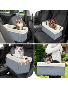 Asiento de Coche para Perros Pequeños WENRENER Gris 41.9x21.1cm 2