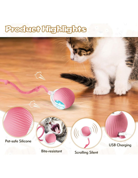 Pelota Interactiva para Gatos Eiruseed Rosa 360 Automática Pelota Interactiva para Gatos Eiruseed Rosa 360 Automática