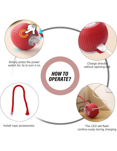 Juguete Interactivo para Gatos Aero Zen Bola Automática Rojo