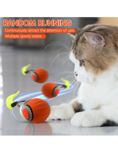 Bola Interactiva para Gatos LONNIY 3.0 con Plumas y 2 Modos