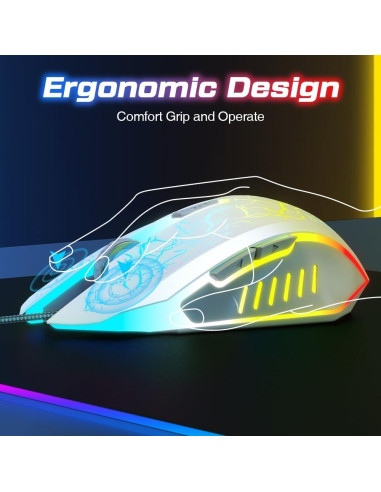 Ratón Gaming con Cable VersionTECH. Ergonómico RGB 7 Colores