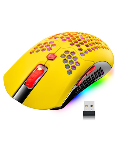 Ratón Gaming Inalámbrico Mamba Snake 12000 DPI RGB Amarillo