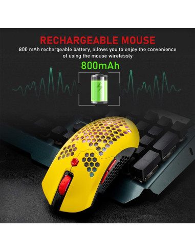 Ratón Gaming Inalámbrico Mamba Snake 12000 DPI RGB Amarillo