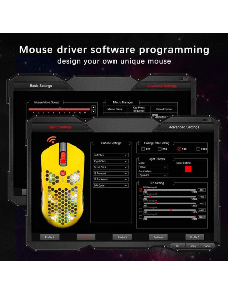 Ratón Gaming Inalámbrico Mamba Snake 12000 DPI RGB Amarillo Ratón Gaming Inalámbrico Mamba Snake 12000 DPI RGB Amarillo