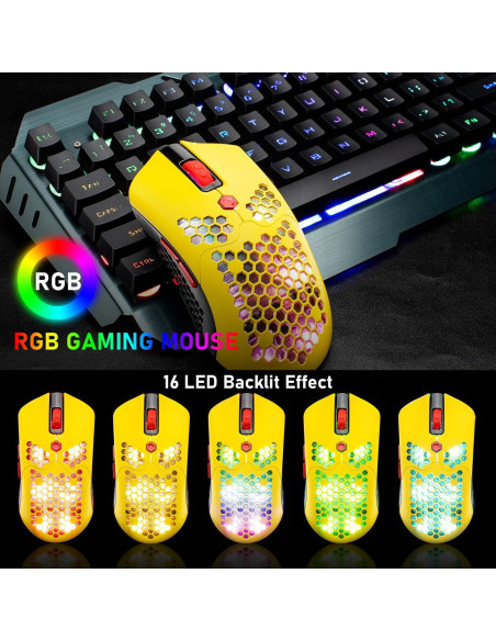 Ratón Gaming Inalámbrico Mamba Snake 12000 DPI RGB Amarillo Ratón Gaming Inalámbrico Mamba Snake 12000 DPI RGB Amarillo