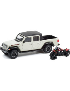 Camión Pickup Jeep Gladiator Rubicon 2020 y Motocicleta Indian Scout Bobber 1/64 Greenlight 2
