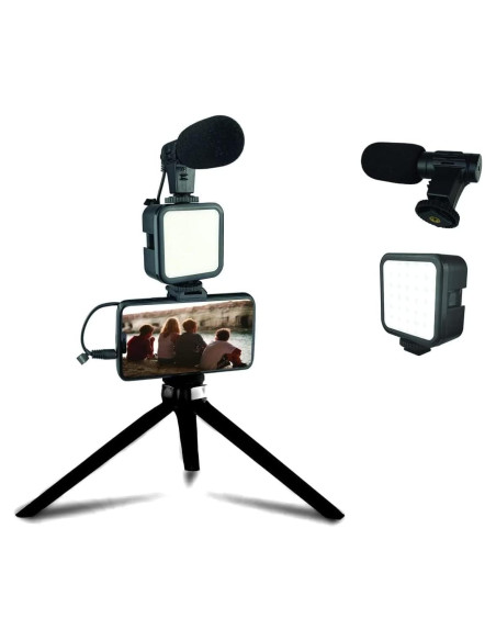 Kit de Vlogging KLIOMAX con Trípode 25,4 cm, Luz LED y Micrófono Kit de Vlogging KLIOMAX con Trípode 25,4 cm, Luz LED y Micrófono