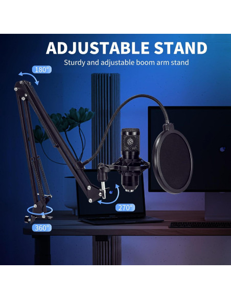 Micrófono de condensador USB GUHUS BM-800 con soporte y filtro Micrófono de condensador USB GUHUS BM-800 con soporte y filtro
